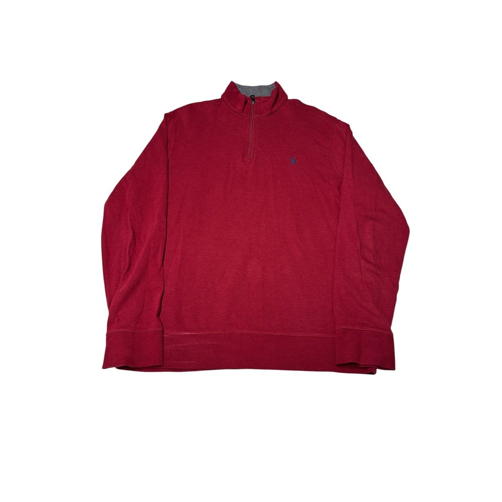 Polo Ralph Lauren Mens‎ Solf Touch Quarter Zip Pullover Burgundy Red Cotton L